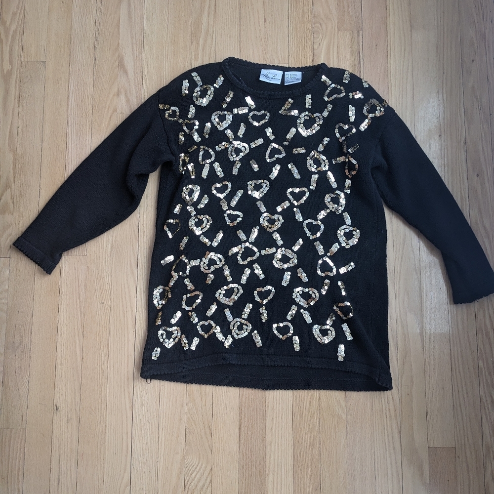 Vintage 80's 90's Kathie Lee Sequin Hearts Sweater